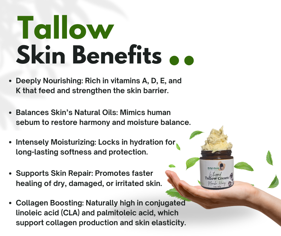 Manuka Honey + Green Tea Whipped Tallow Cream Grass-Fed Tallow Cream