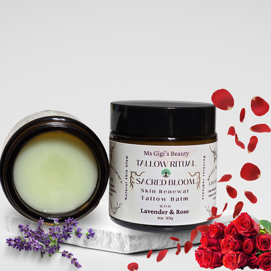 Tallow Ritual: Scared Bloom Skin Renewal Tallow Balm With Lavender, Rose & Blue Tansy