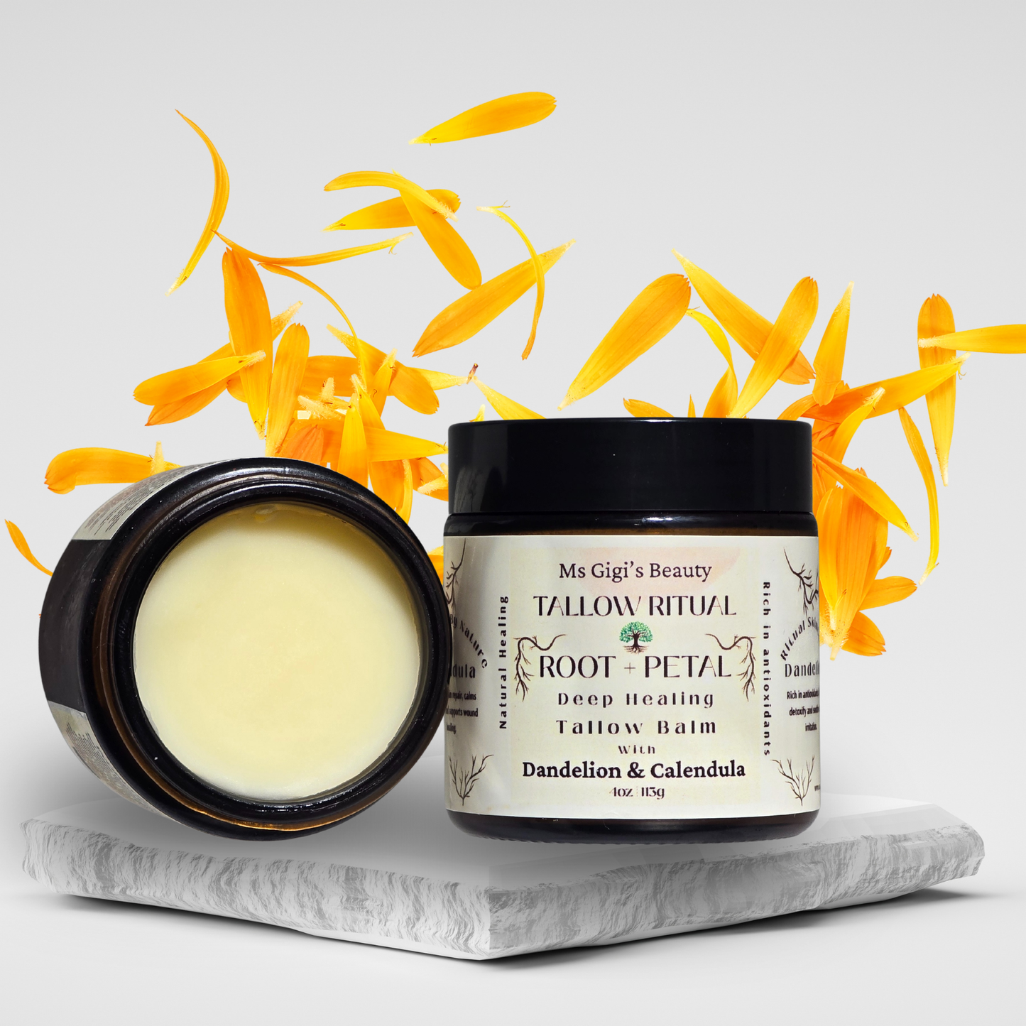 Tallow Ritual: Root + Petals - Deep Healing Tallow Balm With Dandelion & Calendula
