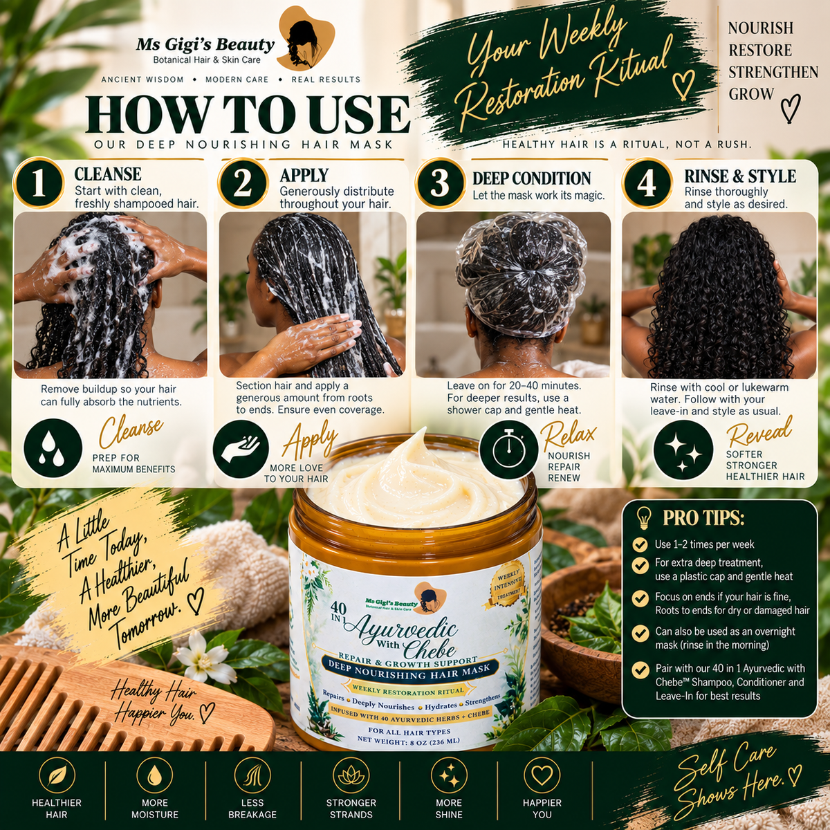 40 IN 1 Ayurvedic With Chebe Repair & Growth Support Deep Nourishing Hair Mask