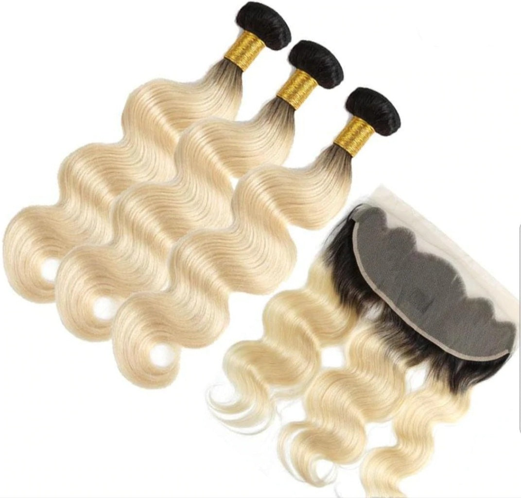 3 Ombre 1B/613 Bundles + Frontal