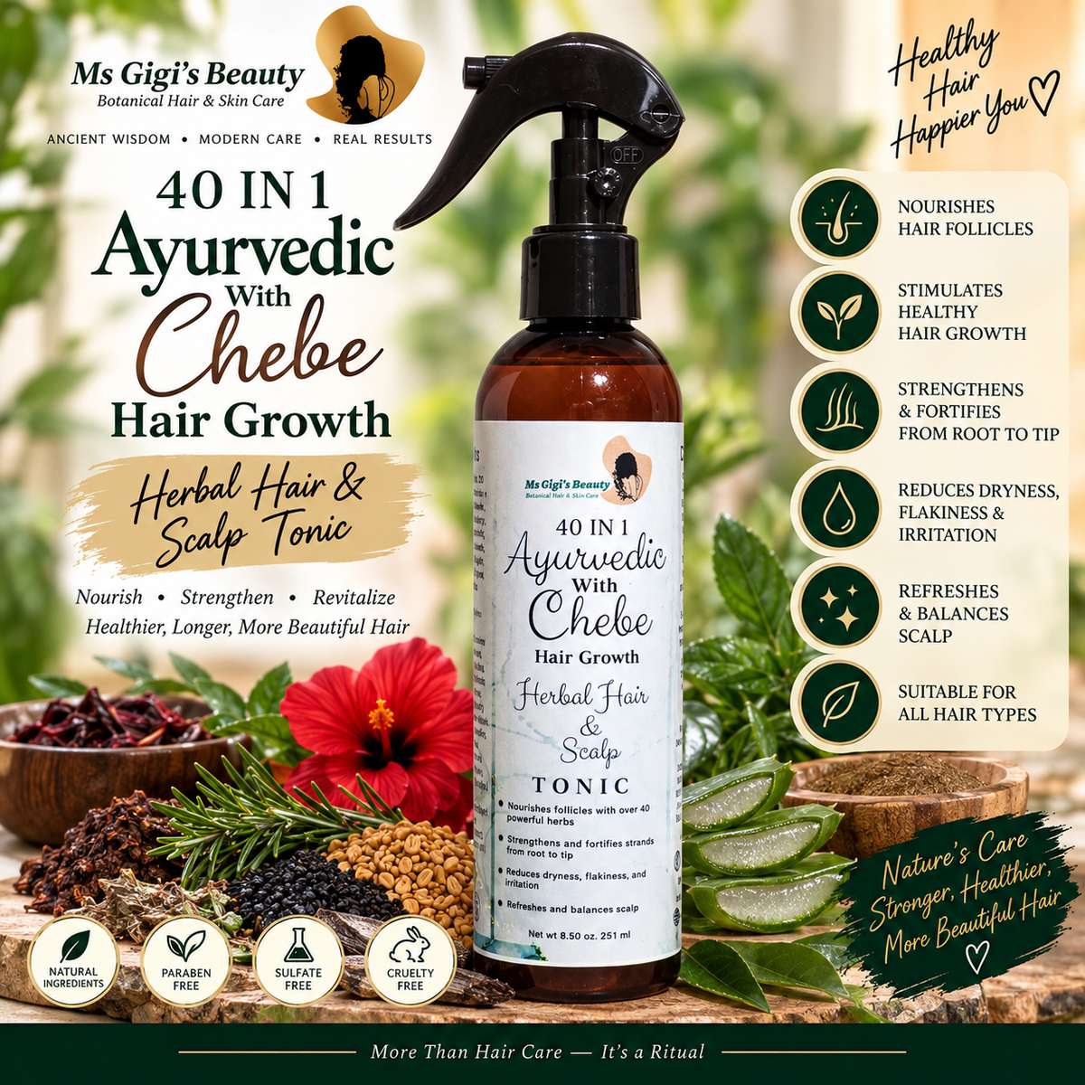 40 IN 1 Ayurvedic With Chebe Scalp & Hair Tonic