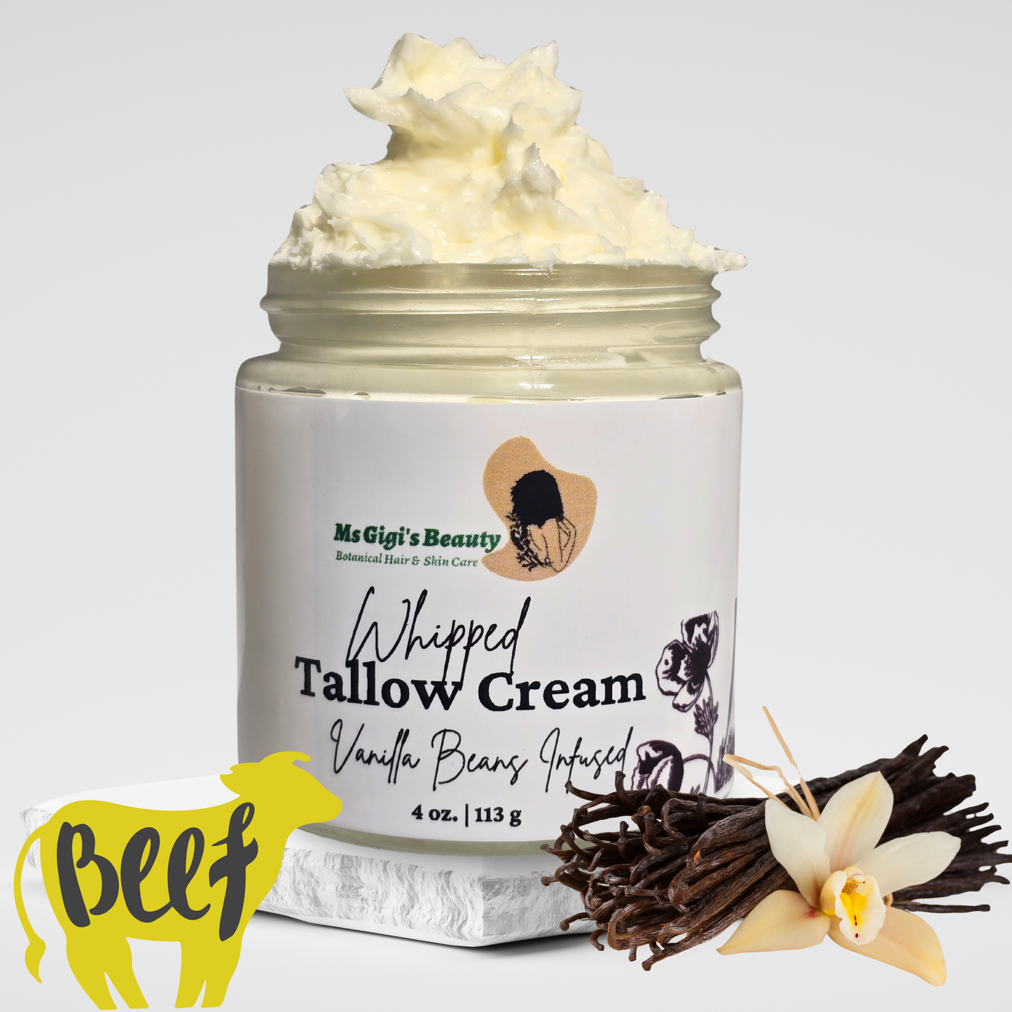 Vanilla Bean-Infused Whipped Tallow Cream