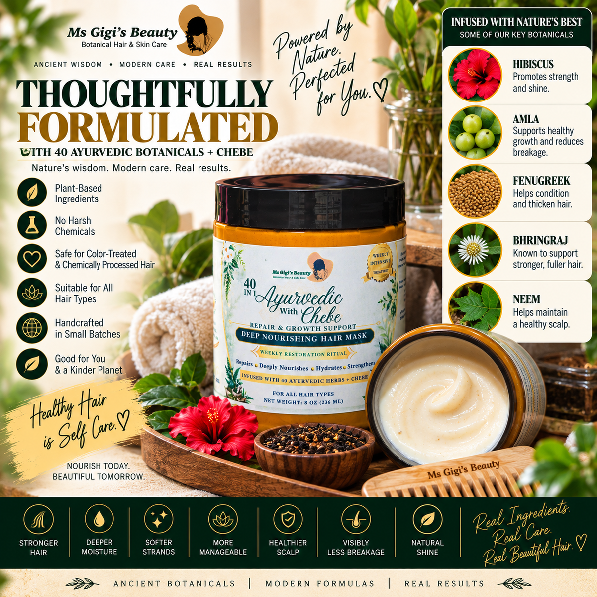 40 IN 1 Ayurvedic With Chebe Repair & Growth Support Deep Nourishing Hair Mask