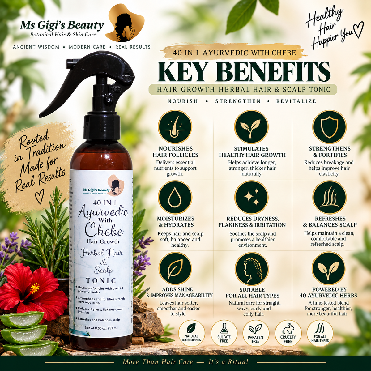 40 IN 1 Ayurvedic With Chebe Scalp & Hair Tonic