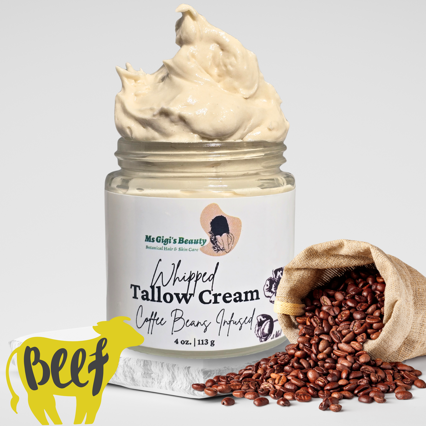 Coffee Bean-Infused Whipped Tallow Cream