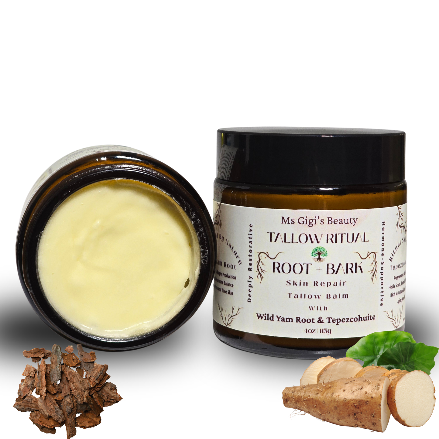 Tallow Ritual: Root + Bark Repair Tallow Balm With Wild Yam Root & Tepezcohuite