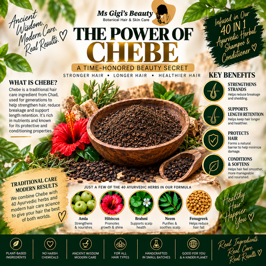 40 IN 1 Ayurvedic With Chebe Hair Serum, Oil Free Herbal Hyaluronic Acid Serum With Biotin