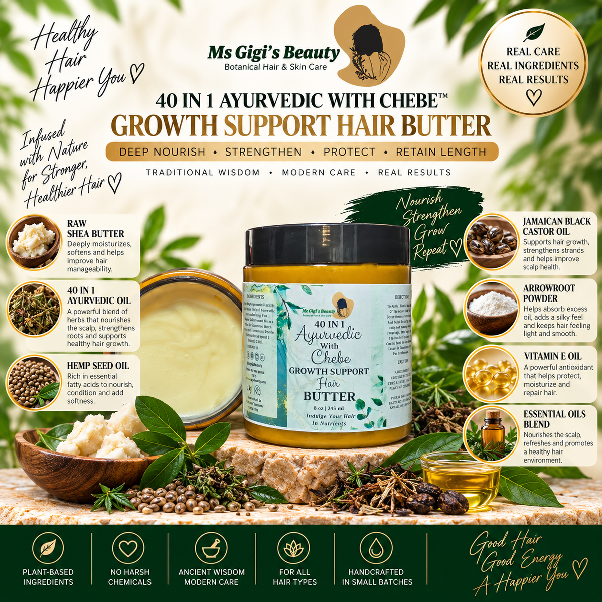 40 IN 1 Ayurvedic With Chebe Growth Support Hair Butter