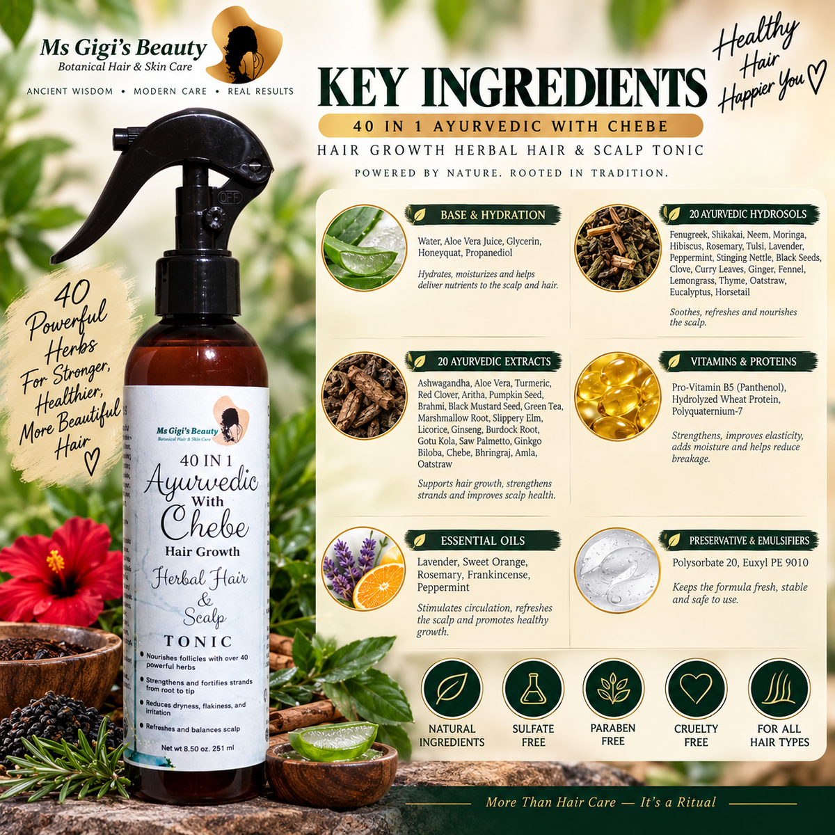 40 IN 1 Ayurvedic With Chebe Scalp & Hair Tonic