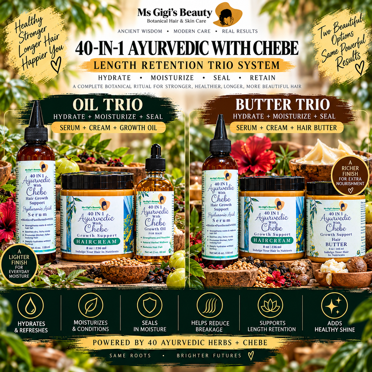 40-in-1 Ayurvedic with Chebe Length Retention Trio System