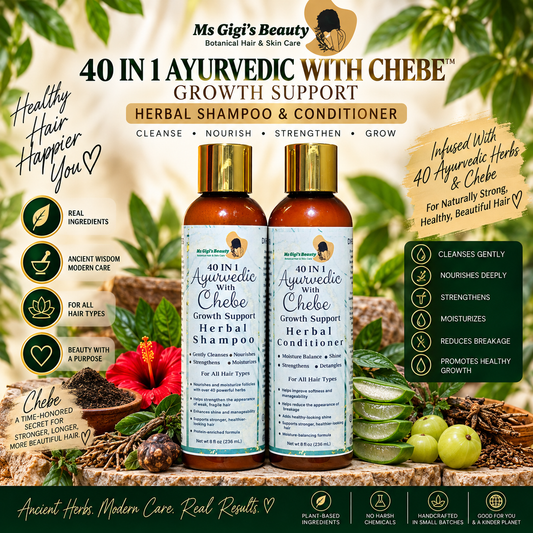 40 IN 1 Ayurvedic With Chebe Wash Day Duo, Growth Support Herbal Shampoo & Conditioner
