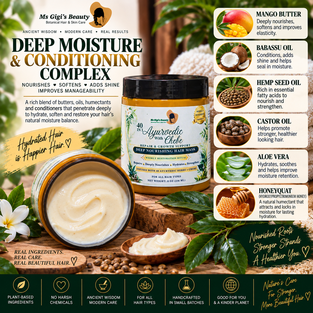 40 IN 1 Ayurvedic With Chebe Repair & Growth Support Deep Nourishing Hair Mask