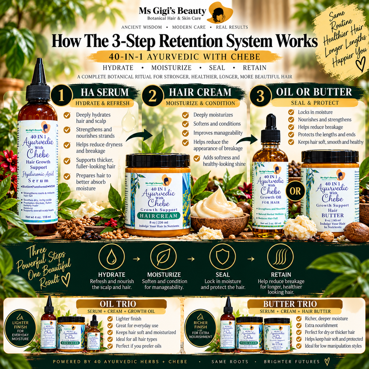 40-in-1 Ayurvedic with Chebe Length Retention Trio System