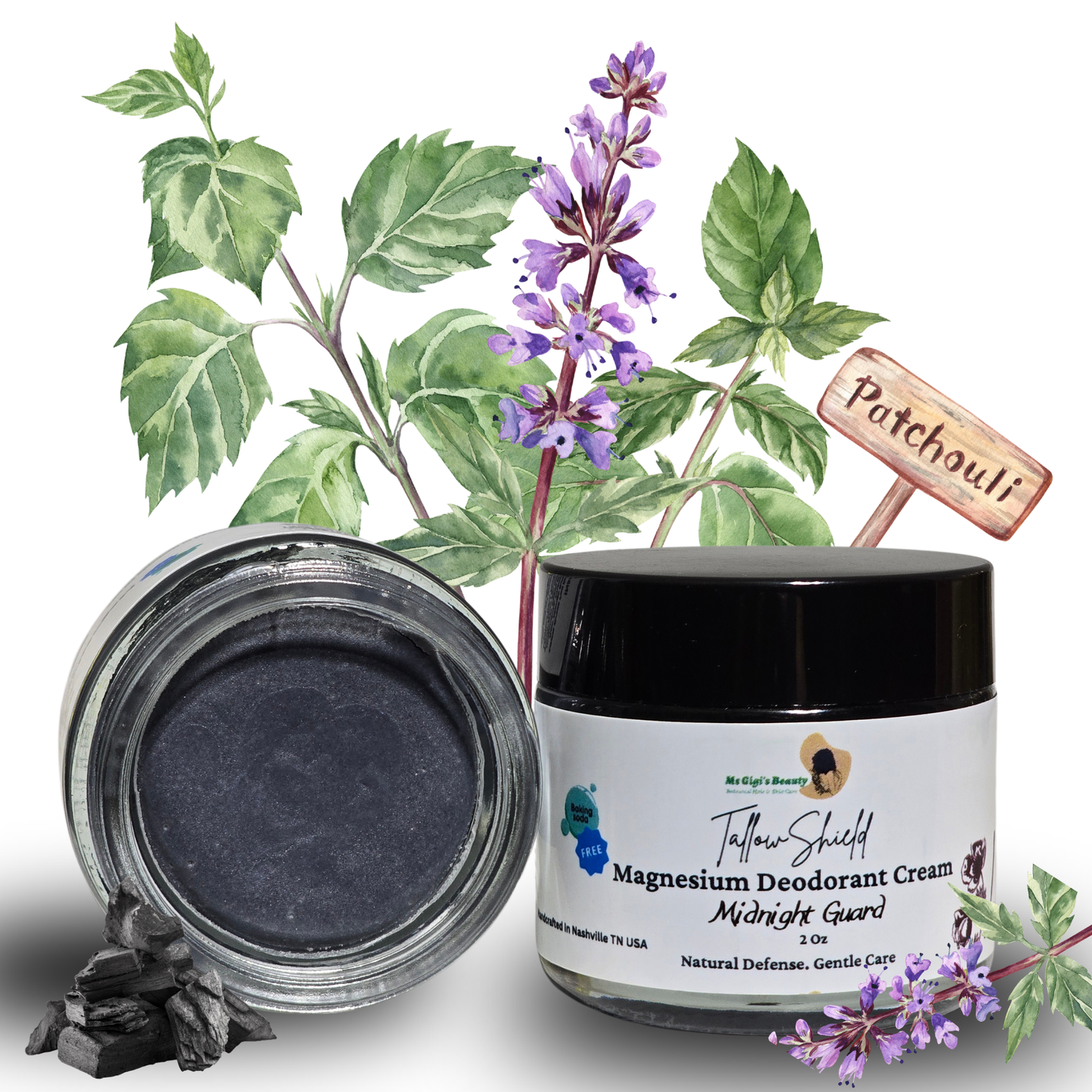 Tallow Shield Natural Magnesium Deodorant Creams, Baking Soda-Free Aluminum-Free
