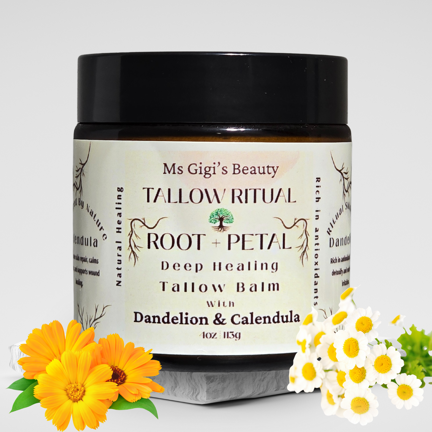 Tallow Ritual: Root + Petals - Deep Healing Tallow Balm With Dandelion & Calendula