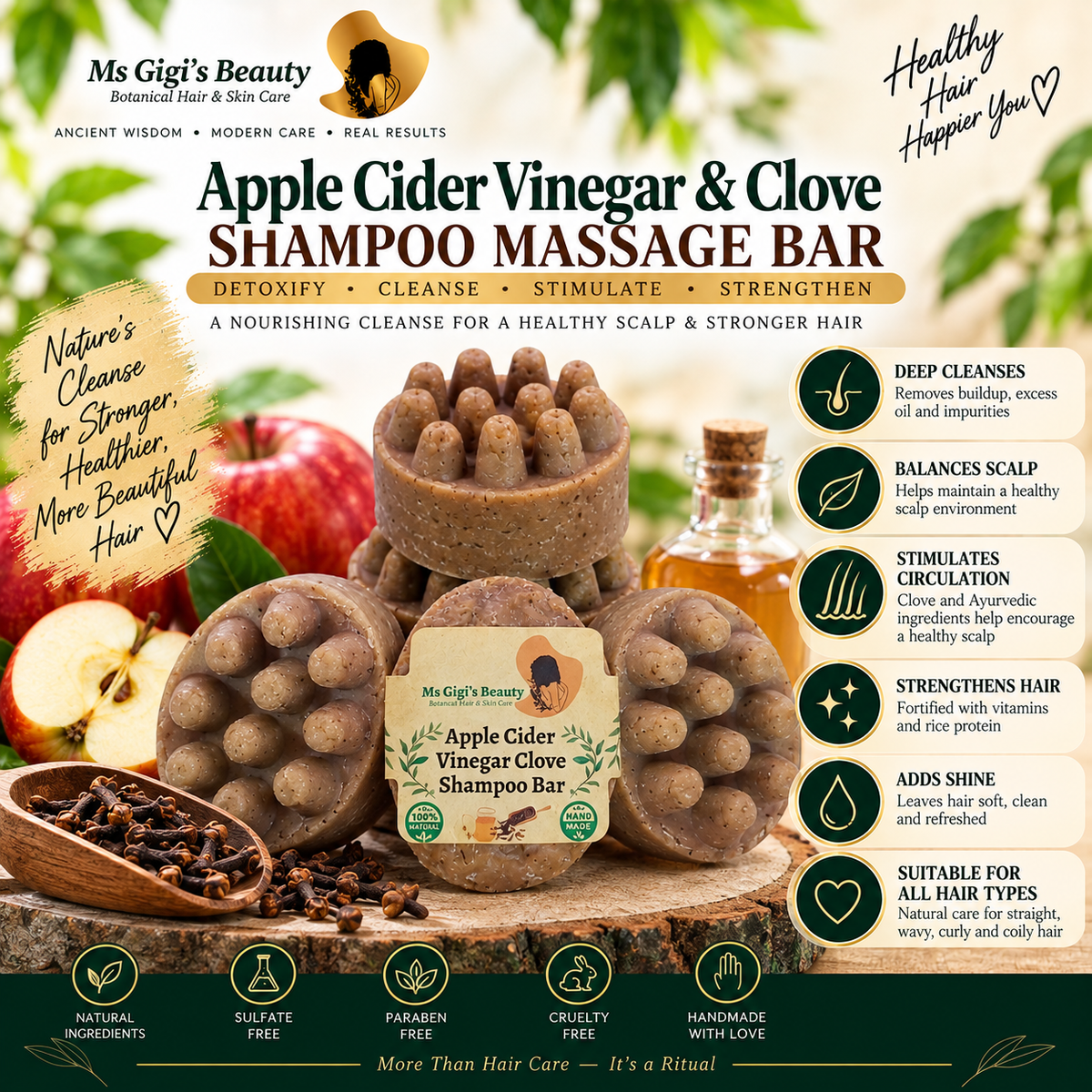 Apple Cider Vinegar & Clove Shampoo Massage Bar