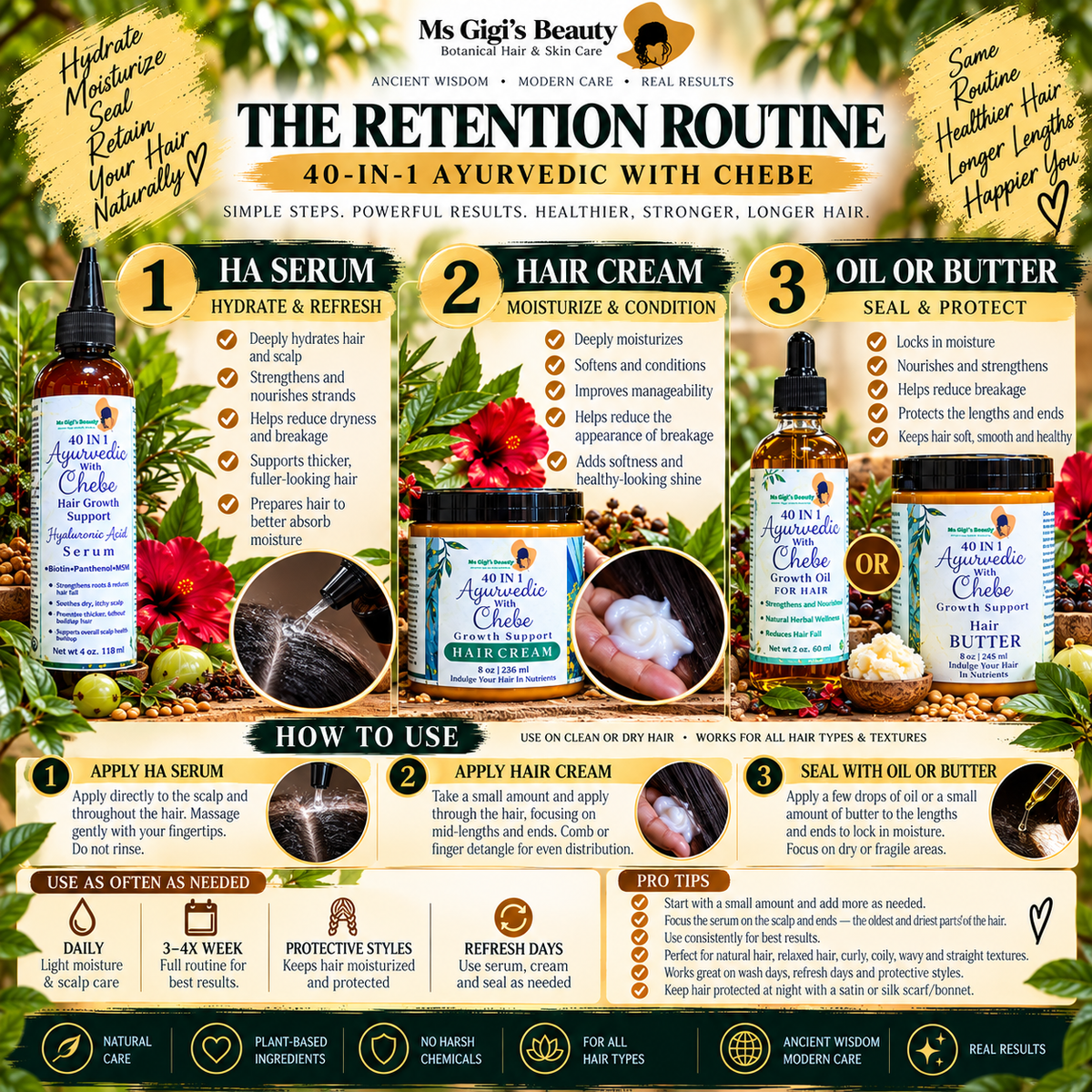 40-in-1 Ayurvedic with Chebe Length Retention Trio System