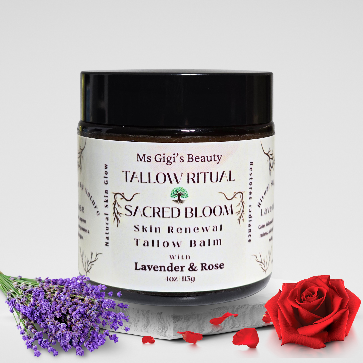 Tallow Ritual: Scared Bloom Skin Renewal Tallow Balm With Lavender, Rose & Blue Tansy