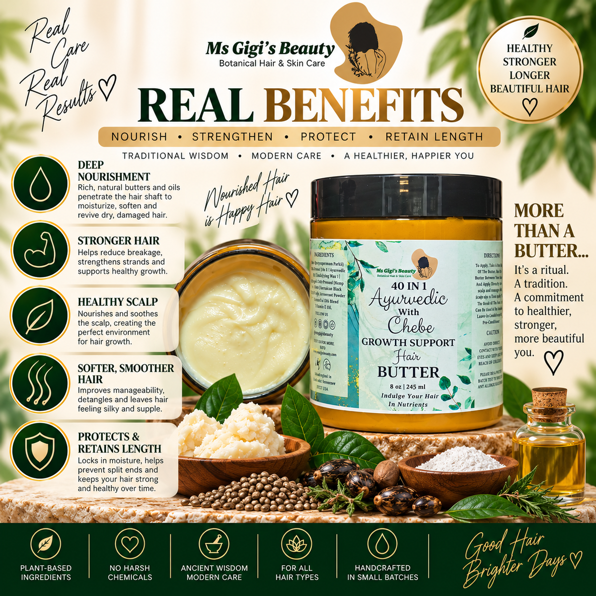 40 IN 1 Ayurvedic With Chebe Growth Support Hair Butter